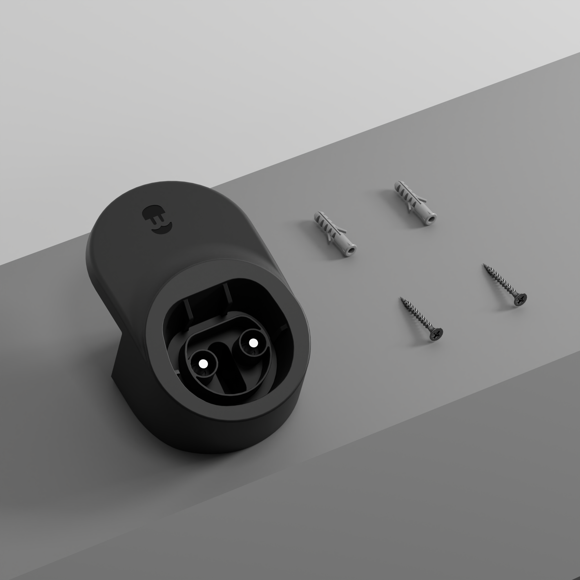 Soporte de conector y cable para la carga de coche eléctrico: negro