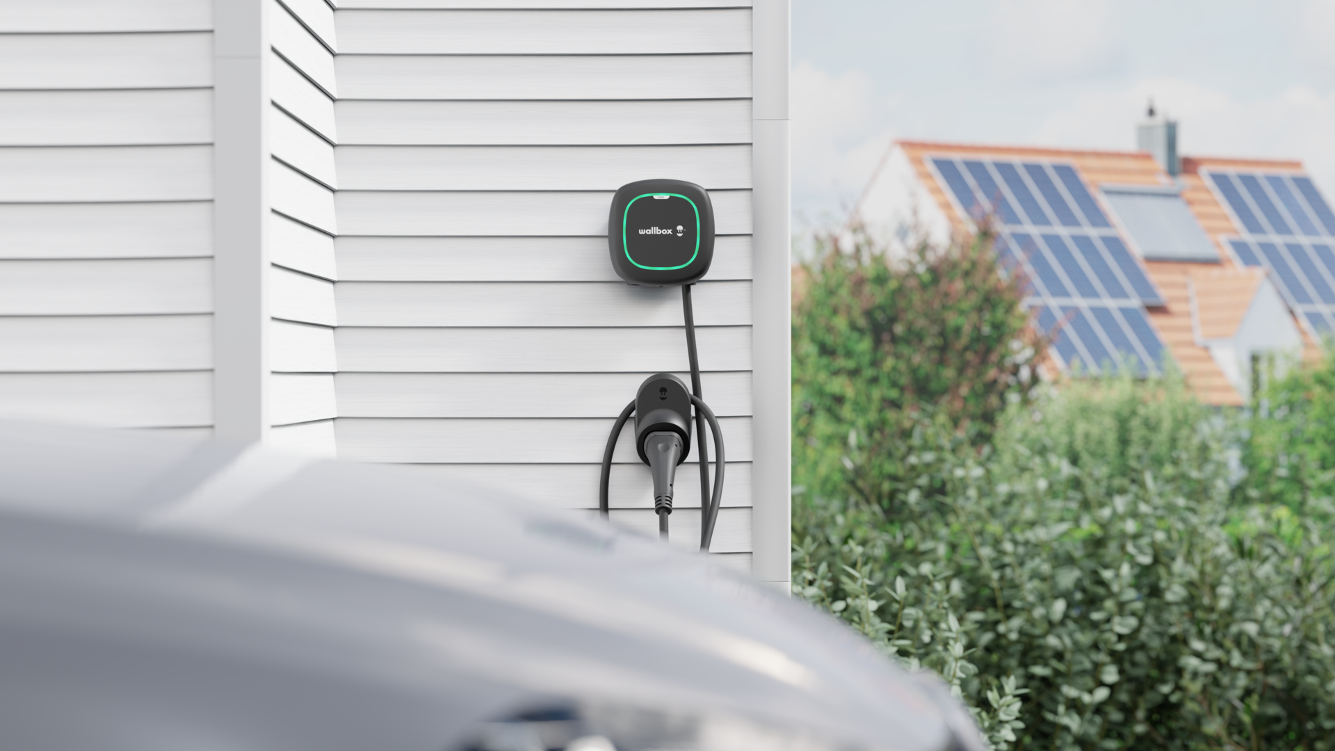 Soporte de conector y cable para la carga de coche eléctrico: negro
